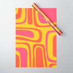 Palm Springs Mid Century Modern Abstract Pattern in Retro Bright Yellow, Hot Pink, and Orange-Red Wrapping Paper Gallery Image 1