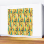 Mid Century Modern Atomic Wing Composition 55 Yellow Brown and Teal Wall Mural Gallery Image 2
