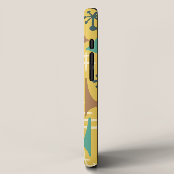 Mid Century Modern Atomic Wing Composition 55 Yellow Brown and Teal iPhone Case Gallery Image 2