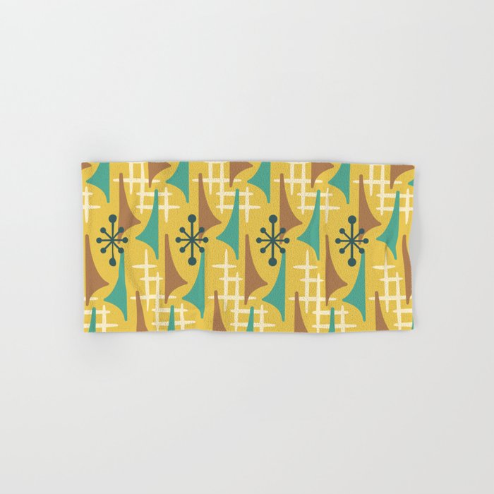 Mid Century Modern Atomic Wing Composition 55 Yellow Brown and Teal Towels Gallery Image 1