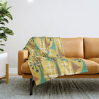 Mid Century Modern Atomic Wing Composition 55 Yellow Brown and Teal Throw Blanket Gallery Image 1