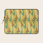 Mid Century Modern Atomic Wing Composition 55 Yellow Brown and Teal Laptop Sleeve Gallery Image 1