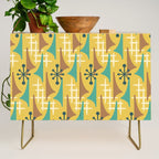 Mid Century Modern Atomic Wing Composition 55 Yellow Brown and Teal Credenza Gallery Image 1