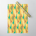 Mid Century Modern Atomic Wing Composition 55 Yellow Brown and Teal Wrapping Paper Gallery Image 1