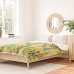 Mid Century Modern Atomic Wing Composition 55 Yellow Brown and Teal Duvet Cover Gallery Image 2