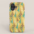 Mid Century Modern Atomic Wing Composition 55 Yellow Brown and Teal iPhone Case Gallery Image 1