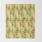 Mid Century Modern Atomic Wing Composition 55 Yellow Brown and Teal Throw Blanket Gallery Image 2