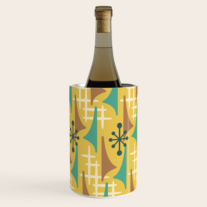 Mid Century Modern Atomic Wing Composition 55 Yellow Brown and Teal Wine Chiller Gallery Image 3
