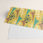 Mid Century Modern Atomic Wing Composition 55 Yellow Brown and Teal Wrapping Paper Gallery Image 2