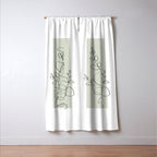 Botanical Line Art 1, Neutral Sage Green Minimalist Modern Art by Synplus Window Curtain Gallery Image 3