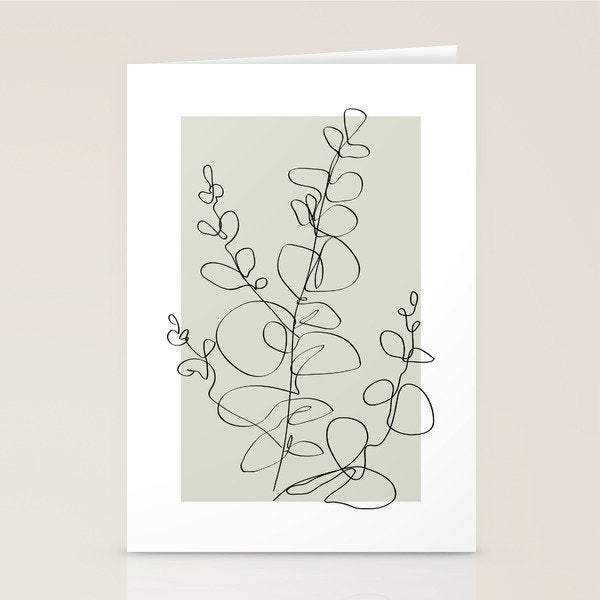 Botanical Line Art 1, Neutral Sage Green Minimalist Modern Art by Synplus Stationery Card Gallery Image 2