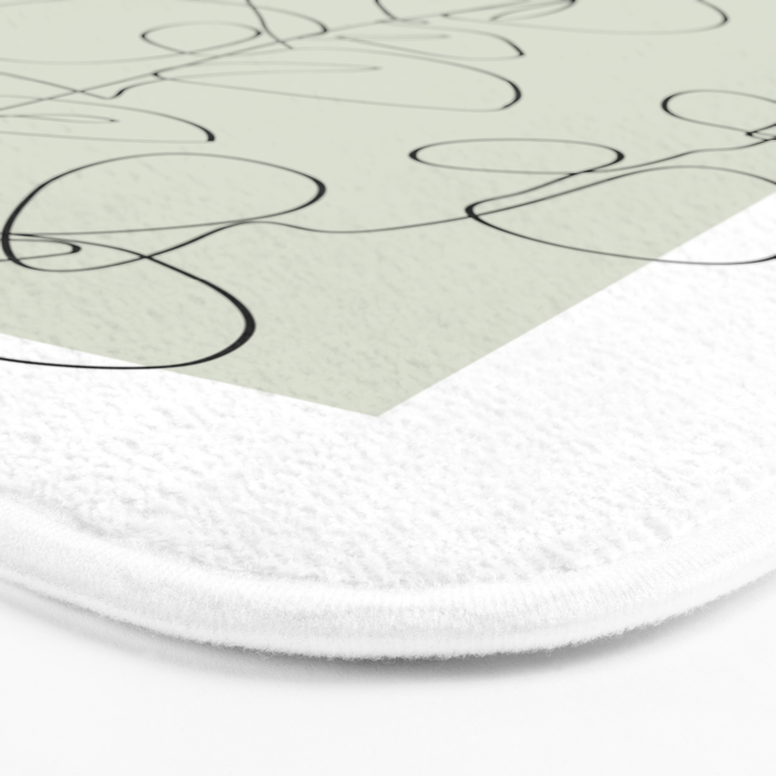 Botanical Line Art 1, Neutral Sage Green Minimalist Modern Art by Synplus Bath Mat Gallery Image 3