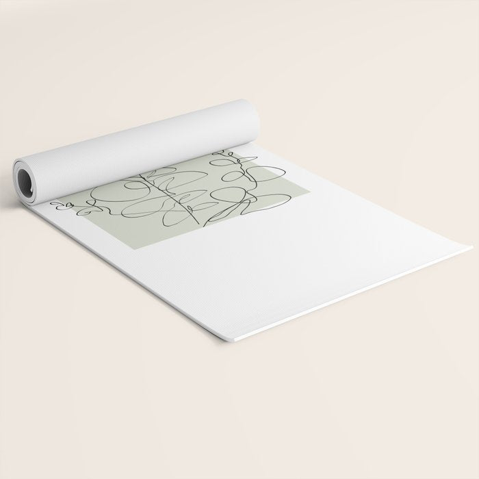Botanical Line Art 1, Neutral Sage Green Minimalist Modern Art by Synplus Yoga Mat Gallery Image 2