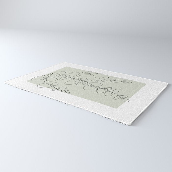 Botanical Line Art 1, Neutral Sage Green Minimalist Modern Art by Synplus Rug Gallery Image 3