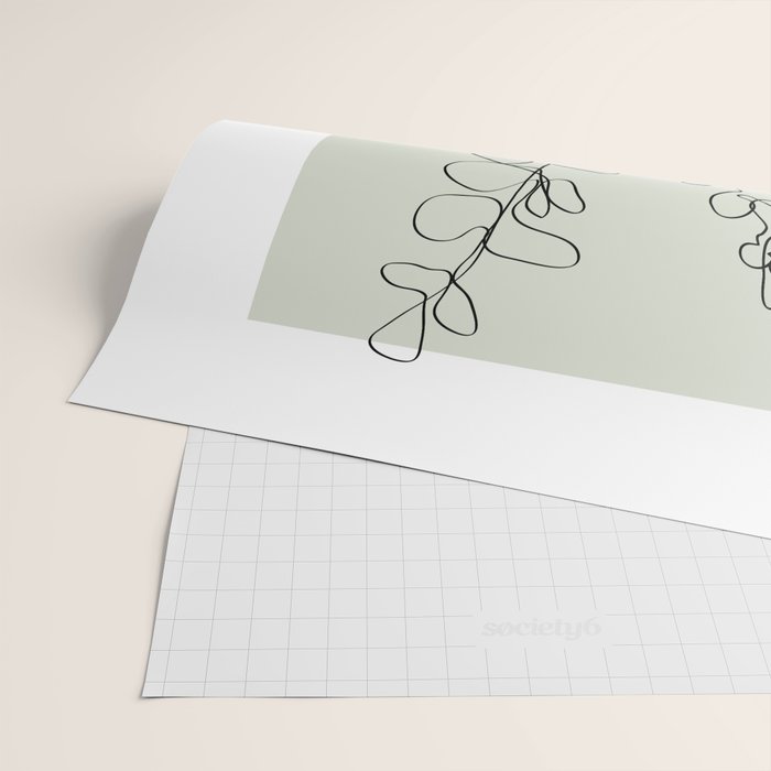 Botanical Line Art 1, Neutral Sage Green Minimalist Modern Art by Synplus Wrapping Paper Gallery Image 2