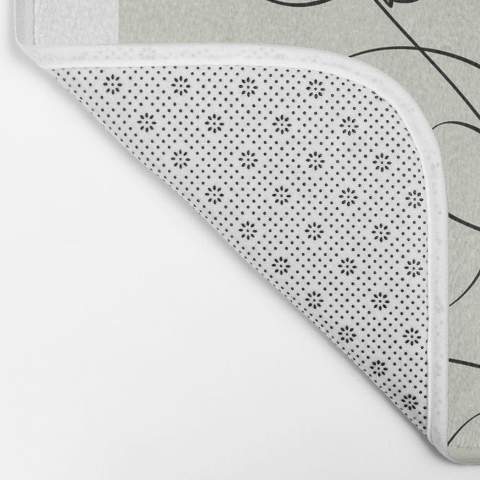 Botanical Line Art 1, Neutral Sage Green Minimalist Modern Art by Synplus Bath Mat Gallery Image 2