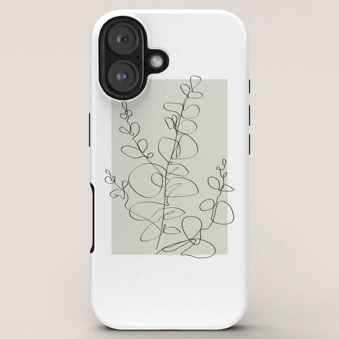 Botanical Line Art 1, Neutral Sage Green Minimalist Modern Art by Synplus iPhone Case Gallery Image 5