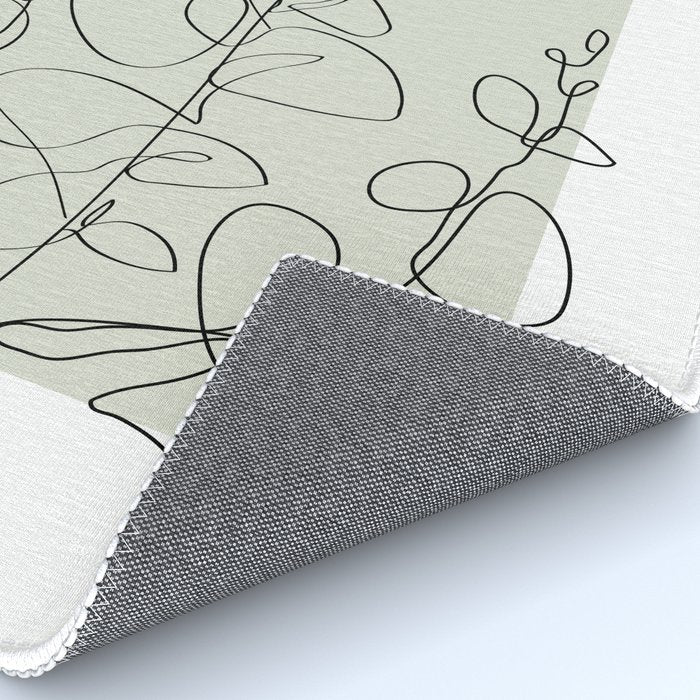 Botanical Line Art 1, Neutral Sage Green Minimalist Modern Art by Synplus Rug Gallery Image 4