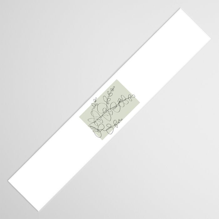 Botanical Line Art 1, Neutral Sage Green Minimalist Modern Art by Synplus Table Runner Gallery Image 3