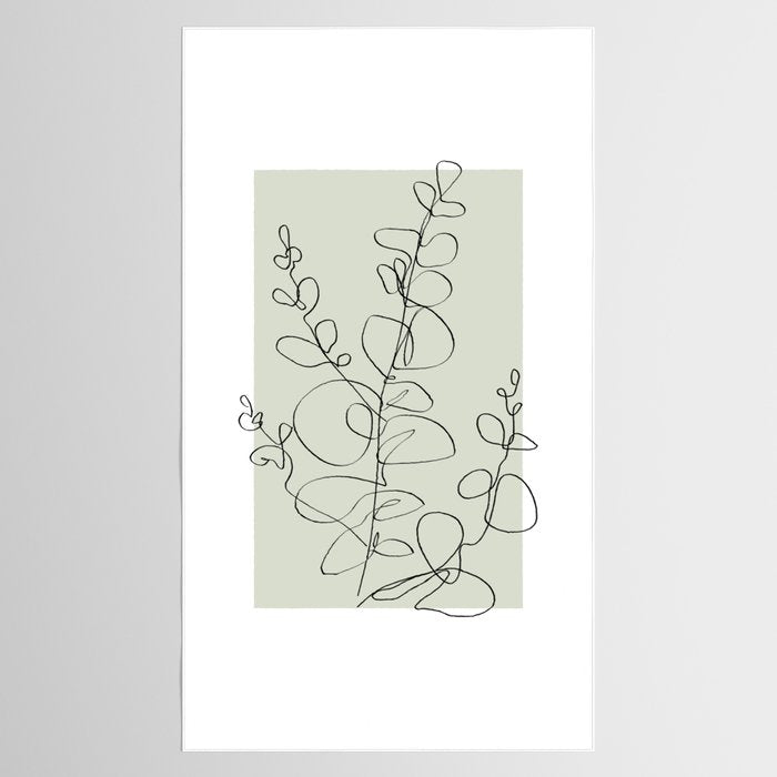 Botanical Line Art 1, Neutral Sage Green Minimalist Modern Art by Synplus Tablecloth Gallery Image 2