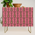 Pink and Brown Botanical Scalloped Art Deco Pattern Credenza Gallery Image 1