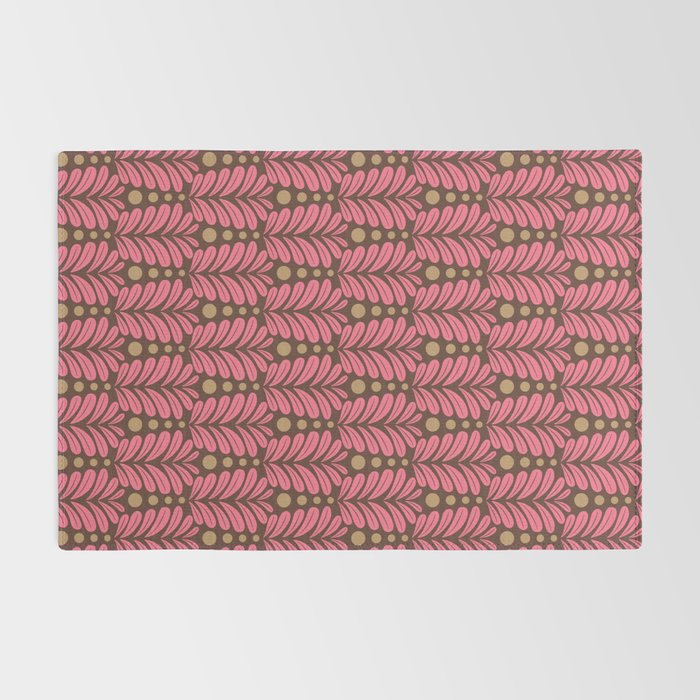 Pink and Brown Botanical Scalloped Art Deco Pattern Rug Gallery Image 2