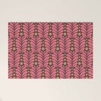 Pink and Brown Botanical Scalloped Art Deco Pattern Welcome Mat Gallery Image 1