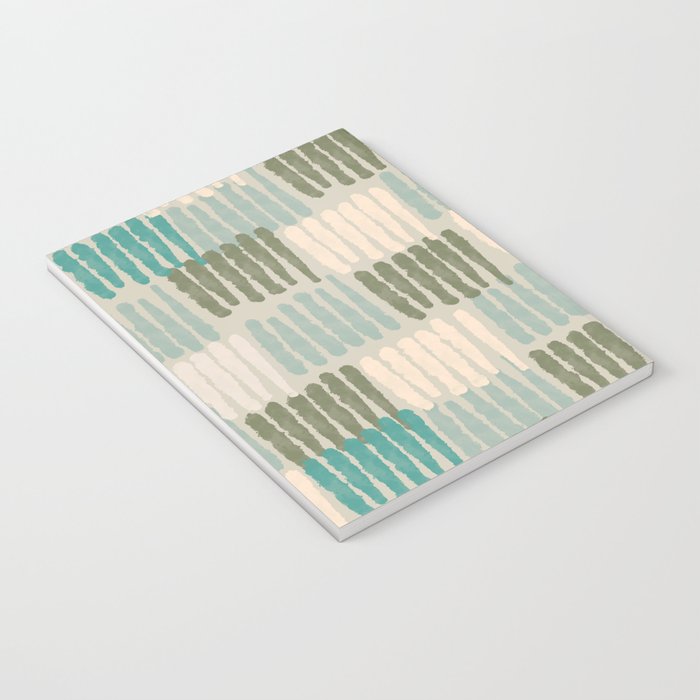 Forchetti Pattern Vintage Olive Green, Teal, Celadon Blue, and Cream Notebook Gallery Image 3