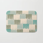 Forchetti Pattern Vintage Olive Green, Teal, Celadon Blue, and Cream Bath Mat Gallery Image 1