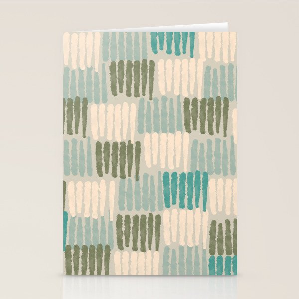 Forchetti Pattern Vintage Olive Green, Teal, Celadon Blue, and Cream Stationery Card Gallery Image 2