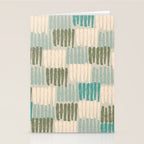 Forchetti Pattern Vintage Olive Green, Teal, Celadon Blue, and Cream Stationery Card Gallery Image 2