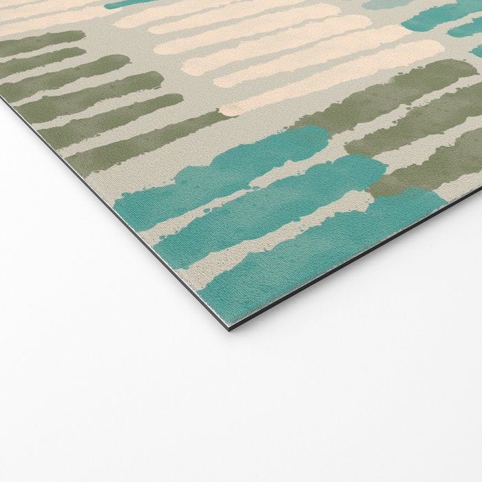 Forchetti Pattern Vintage Olive Green, Teal, Celadon Blue, and Cream Welcome Mat Gallery Image 2