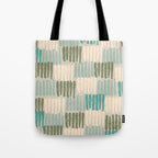 Forchetti Pattern Vintage Olive Green, Teal, Celadon Blue, and Cream Tote Bag Gallery Image 1