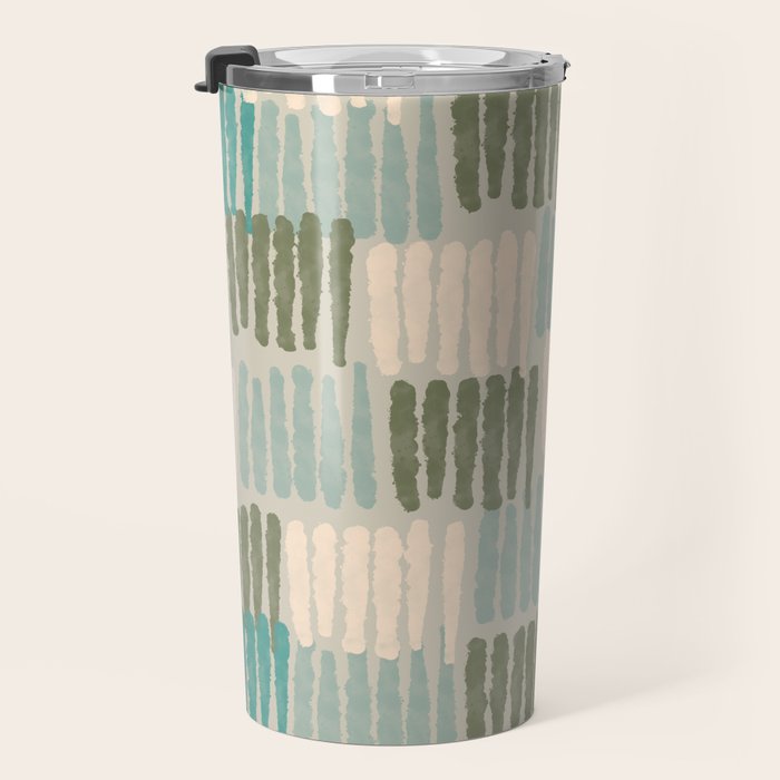Forchetti Pattern Vintage Olive Green, Teal, Celadon Blue, and Cream Travel Mug Gallery Image 3