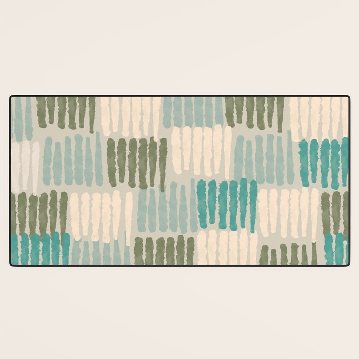 Forchetti Pattern Vintage Olive Green, Teal, Celadon Blue, and Cream Desk Mat Gallery Image 3