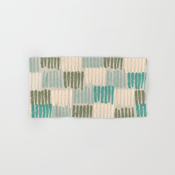 Forchetti Pattern Vintage Olive Green, Teal, Celadon Blue, and Cream Bath Towel Gallery Image 1
