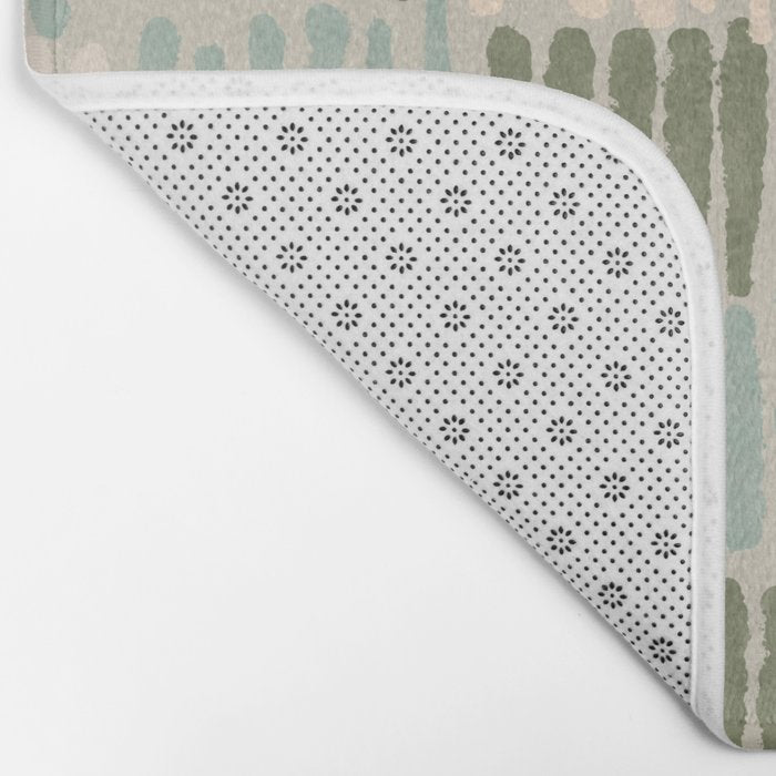 Forchetti Pattern Vintage Olive Green, Teal, Celadon Blue, and Cream Bath Mat Gallery Image 2