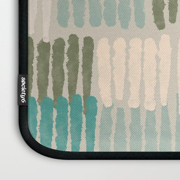 Forchetti Pattern Vintage Olive Green, Teal, Celadon Blue, and Cream Laptop Sleeve Gallery Image 3