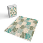 Forchetti Pattern Vintage Olive Green, Teal, Celadon Blue, and Cream Jigsaw Puzzle Gallery Image 2