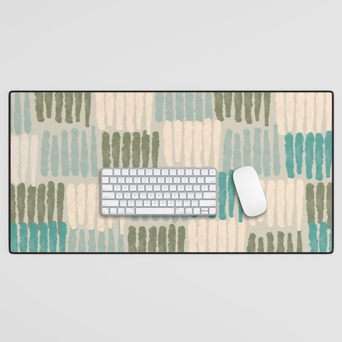 Forchetti Pattern Vintage Olive Green, Teal, Celadon Blue, and Cream Desk Mat Gallery Image 1