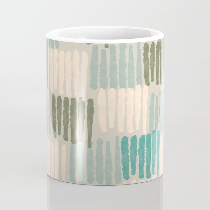 Forchetti Pattern Vintage Olive Green, Teal, Celadon Blue, and Cream Coffee Mug Gallery Image 4