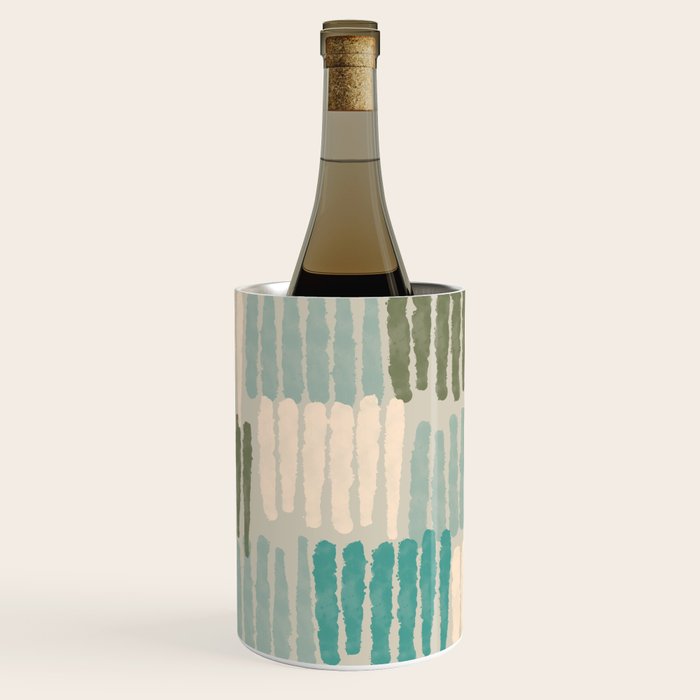 Forchetti Pattern Vintage Olive Green, Teal, Celadon Blue, and Cream Wine Chiller Gallery Image 1