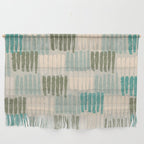 Forchetti Pattern Vintage Olive Green, Teal, Celadon Blue, and Cream Wall Hanging Gallery Image 1