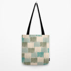 Forchetti Pattern Vintage Olive Green, Teal, Celadon Blue, and Cream Tote Bag Gallery Image 2