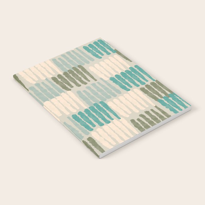 Forchetti Pattern Vintage Olive Green, Teal, Celadon Blue, and Cream Notebook Gallery Image 1