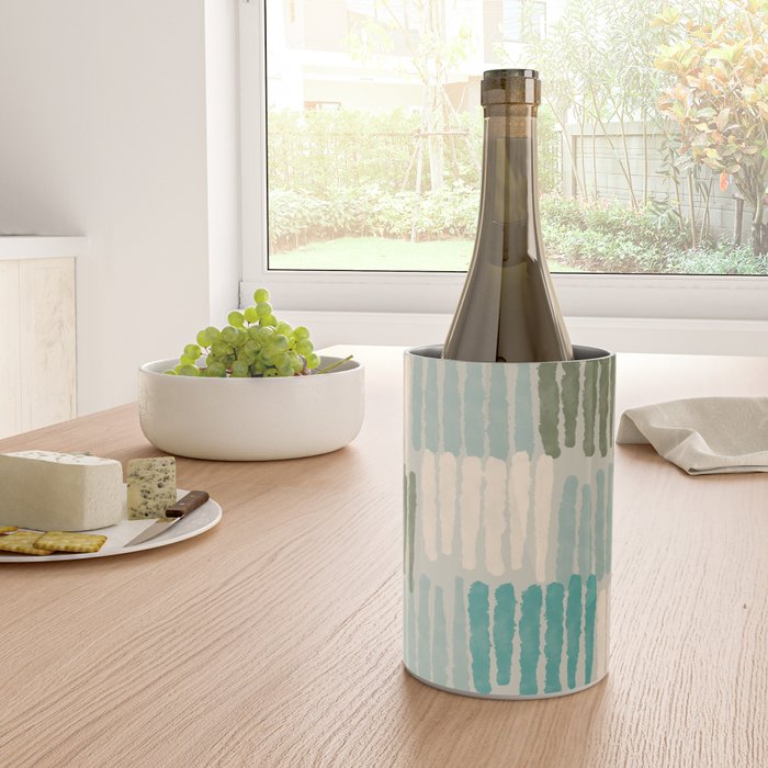 Forchetti Pattern Vintage Olive Green, Teal, Celadon Blue, and Cream Wine Chiller Gallery Image 4