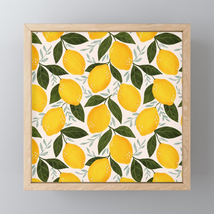 Mediterranean Summer Lemons Pattern Mini Art Print Gallery Image 1