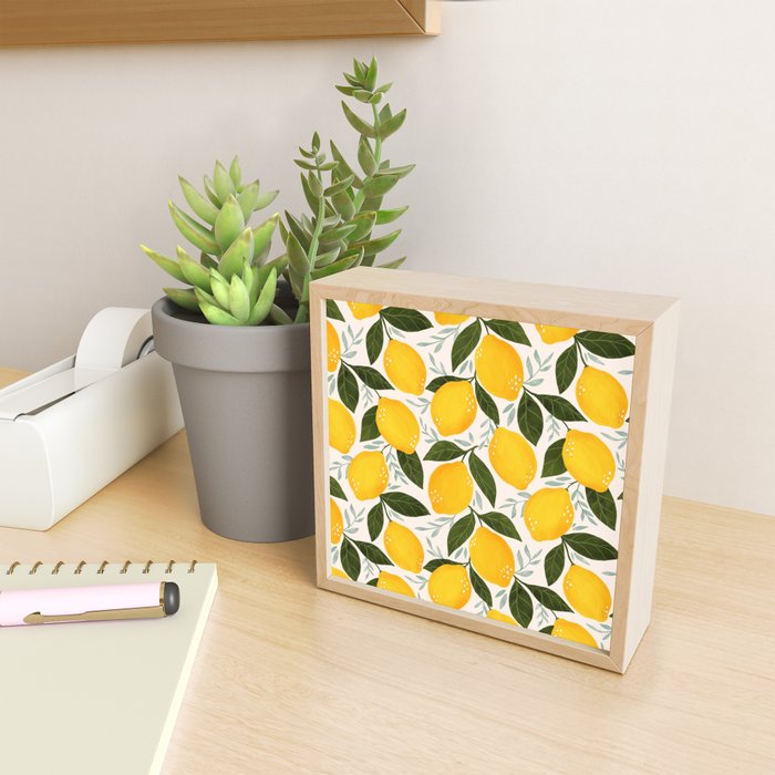 Mediterranean Summer Lemons Pattern Mini Art Print Gallery Image 2