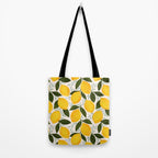 Mediterranean Summer Lemons Pattern Tote Bag Gallery Image 2