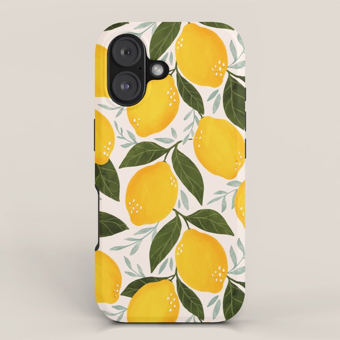 Mediterranean Summer Lemons Pattern Iphone Case